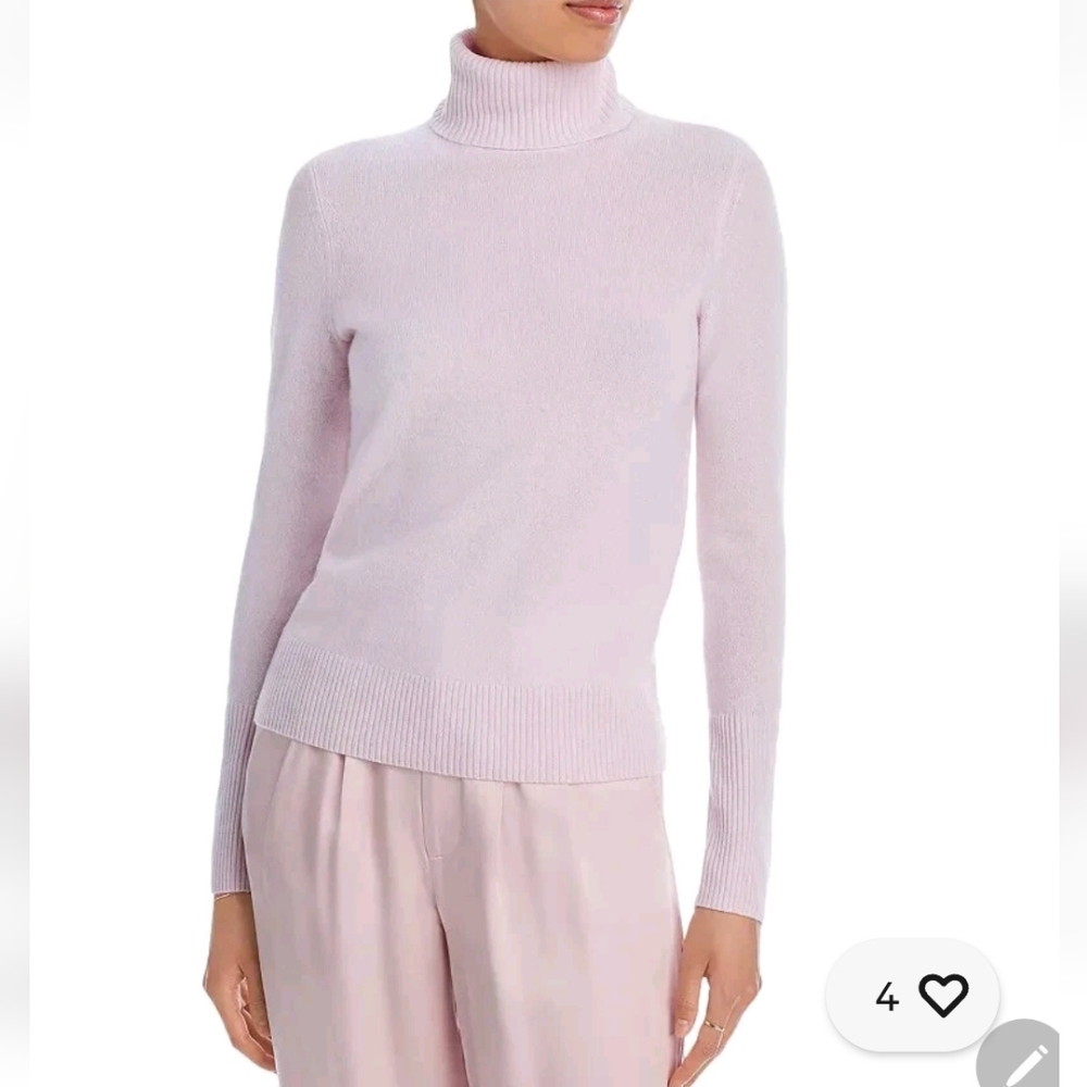 Aqua Cashmere Light Pink Turtleneck Sweater..No Tag. - Picture 3 of 7